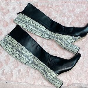 COLE HAAN BLACK PYTHON heel boots